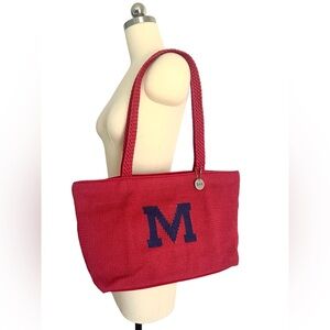 NEW The Sak Red Crochet Knit Shoulder Bag M University of Michigan Logo Purse